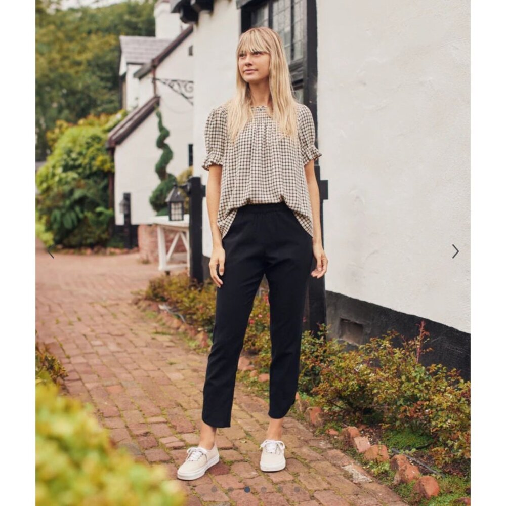 Marine Layer‎ Allison Black Cropped Pants Small elastic waist light weight New